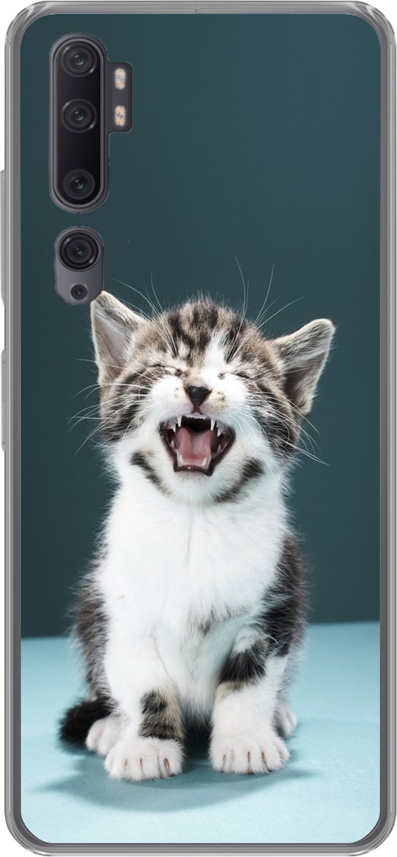 Telefoonhoesje Geschikt voor Xiaomi Mi Note 10 hoesje - Kat - Kitten - Miauw - Siliconen Telefoonhoesje Telefoonhoesje