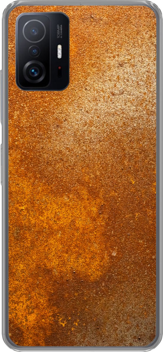 Telefoonhoesje Geschikt voor Xiaomi 11 Lite 5G NE hoesje - Metaal - Roest print - Oranje - Vintage - Industrieel - Siliconen Telefoonhoesje Telefoonhoesje