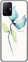 Geschikt voor Xiaomi 11T Pro hoesje - Bloemen - Waterverf - Blauw - Siliconen Telefoonhoesje