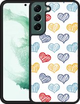 Galaxy S22+ Hardcase hoesje Doodle hearts - Designed by Cazy