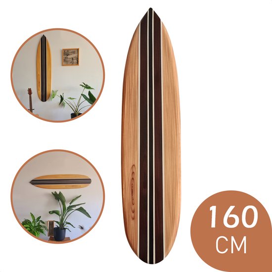 Tidez Surfboard Décoration - Planche de surf en bois - Décoration de planche de surf - Black Redstart 160cm