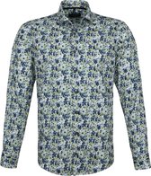 Casa Moda - Organic Overhemd Bloemen Groen - L - Heren - Regular-fit