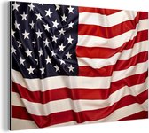 Wanddecoratie Metaal - Aluminium Schilderij Industrieel - Close-up van de Amerikaanse vlag - 30x20 cm - Dibond - Foto op aluminium - Industriële muurdecoratie - Voor de woonkamer/slaapkamer