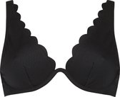 Hunkemöller Dames Badmode Niet-voorgevormde beugel bikinitop Scallop - Zwart - maat B65
