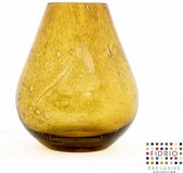 Vase Design Venice - Fidrio AMBER BUBBLES - vase à fleurs en verre soufflé à la bouche - diamètre 19 cm, hauteur 25 cm