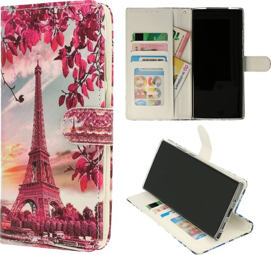 HB Hoesje Geschikt voor Samsung Galaxy Note 10 met Print - Portemonnee Book Case - Kaarthouder & Magneetlipje - Parijs