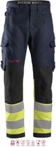 Snickers 6363 ProtecWork, Pantalon de travail pour soudage, haute visibilité classe 1 - Blauw foncé /Haute visibilité - 150