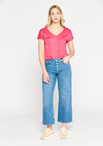 LOLALIZA T-shirt met V-hals - Fuchsia - Maat M