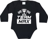Team max - Romper - maat: 92 - lange mouwen - formule 1 - max verstappen - red bull racing - baby - zwangerschap aankondiging - rompertjes baby - rompertje - rompertjes - rompers -