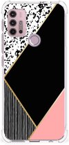 Smartphone hoesje Motorola Moto G30 | G20 | G10 TPU Silicone Hoesje met transparante rand Black Pink Shapes