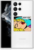 Silicone Back Case Geschikt voor Samsung Galaxy S22 Ultra Hoesje met Tekst Popart Oh Yes