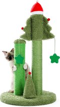 huisdier krabpaal speelgoed - schattige kerstmuts - met ster - krabpaal - voor kat kitten - klimpaal - beschermingsmeubilair