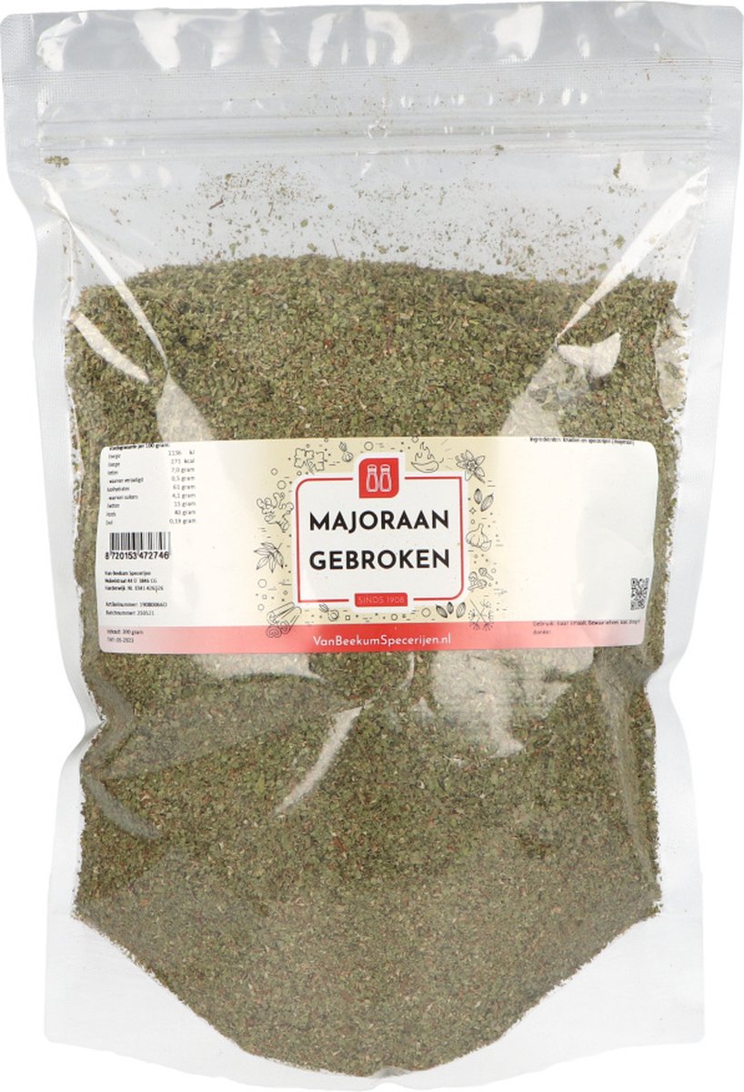Goedkoopste Van Beekum Specerijen - Majoraan / Marjolein Gebroken - 225 gram (hersluitbare stazak