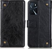 OPPO A16s Hoesje - Mobigear - Ranch Serie - Kunstlederen Bookcase - Zwart - Hoesje Geschikt Voor OPPO A16s