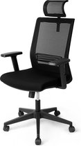FOXSPORT Chaise de bureau ergonomique - Entièrement réglable - Housse en cuir artificiel et maille - Zwart