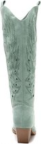 WELOVESHOES® Dames Cowboylaarzen met Hak  - Suedine - Groen - Maat 41