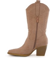 WELOVESHOES® Dames Cowboylaarzen met Hak  - Suedine - Roze - Maat 39