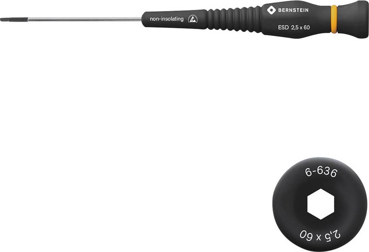 BERNSTEIN Tools for Electronics ESD Inbusschroevendraaier Sleutelbreedte (metrisch): 2.5 mm Koplengte: 60 mm Afmeting,