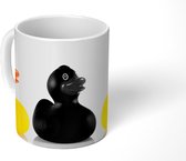 Mok - Drie bad eenden op witte achtergrond - 350 ML - Beker - Uitdeelcadeautjes