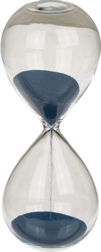 Afbeelding van het spel Zandloper 5 minuten blauw zand 12,5 cm van glas - Decoratie zandlopers