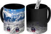 Magische Mok - Foto op Warmte Mok - Drie kabelwagens in de vallei van de Mont Blanc - 350 ML - Uitdeelcadeautjes