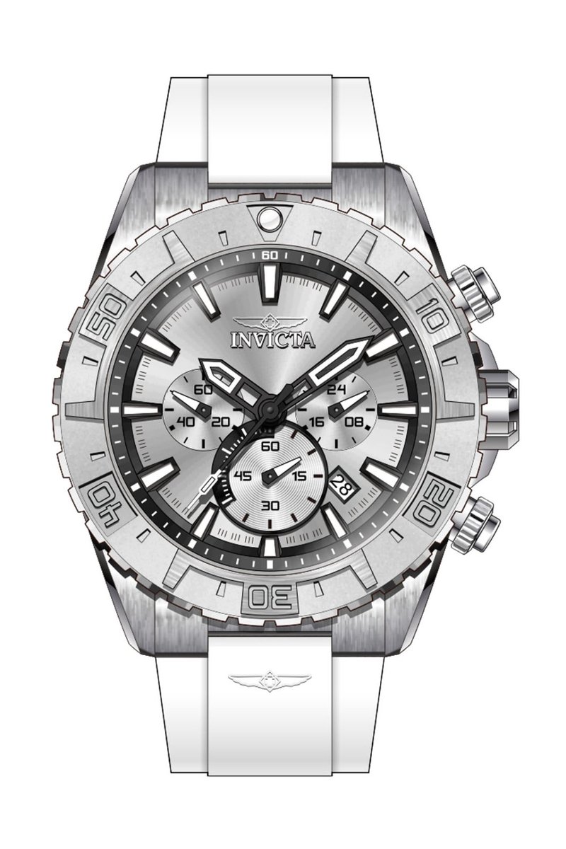 Invicta Aviator 37634 Heren Horloge - Waterdicht - Analoog - Quartz Uurwerk - Roestvrij Staal met zilveren Wijzerplaat - 49mm