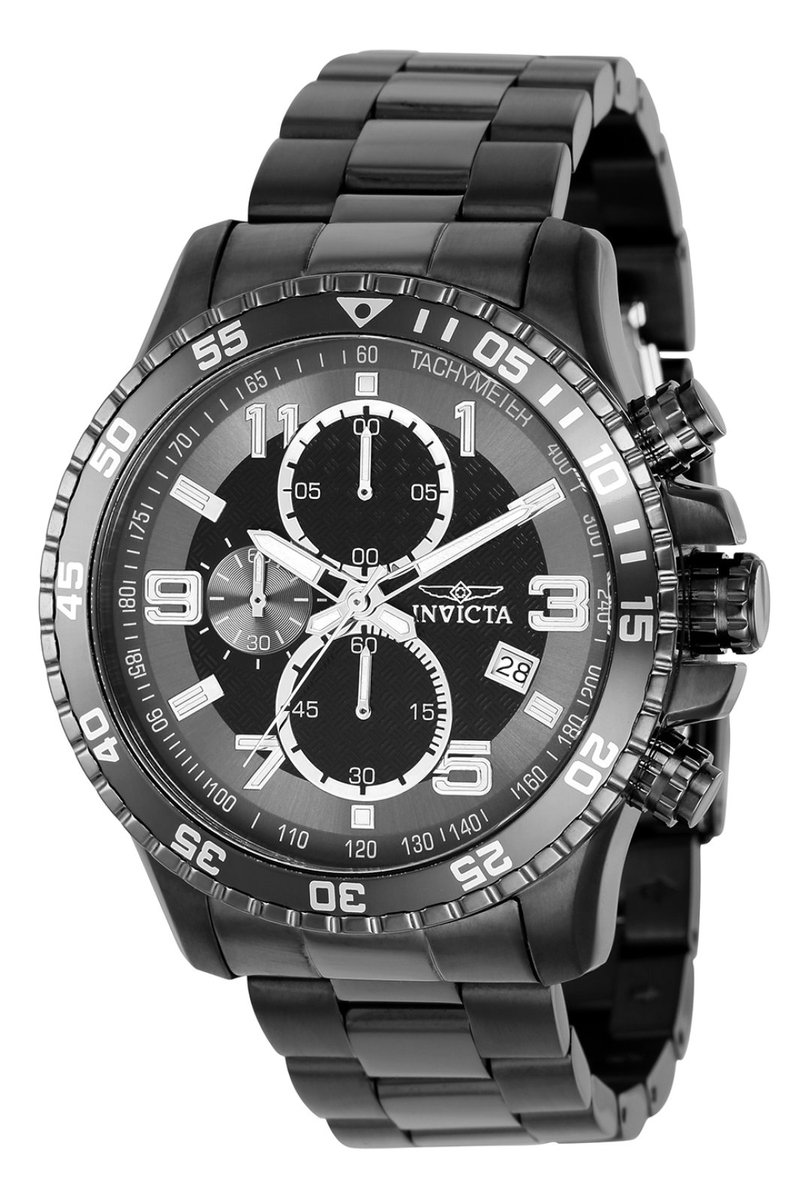 Invicta Specialty 37148 Heren Horloge - Waterdicht - Analoog - Quartz Uurwerk - Roestvrij Staal met grijze Wijzerplaat - 45mm