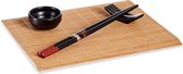Bamboe/keramiek Sushi servies/serveerset voor 2 personen 8-delig - Sushi eetset zwart