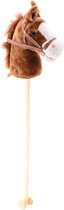 Pluche stokpaardje oranje bruin 98 cm met geluid - Paarden / pony speelgoed - Stokpaardjes / stokpaarden