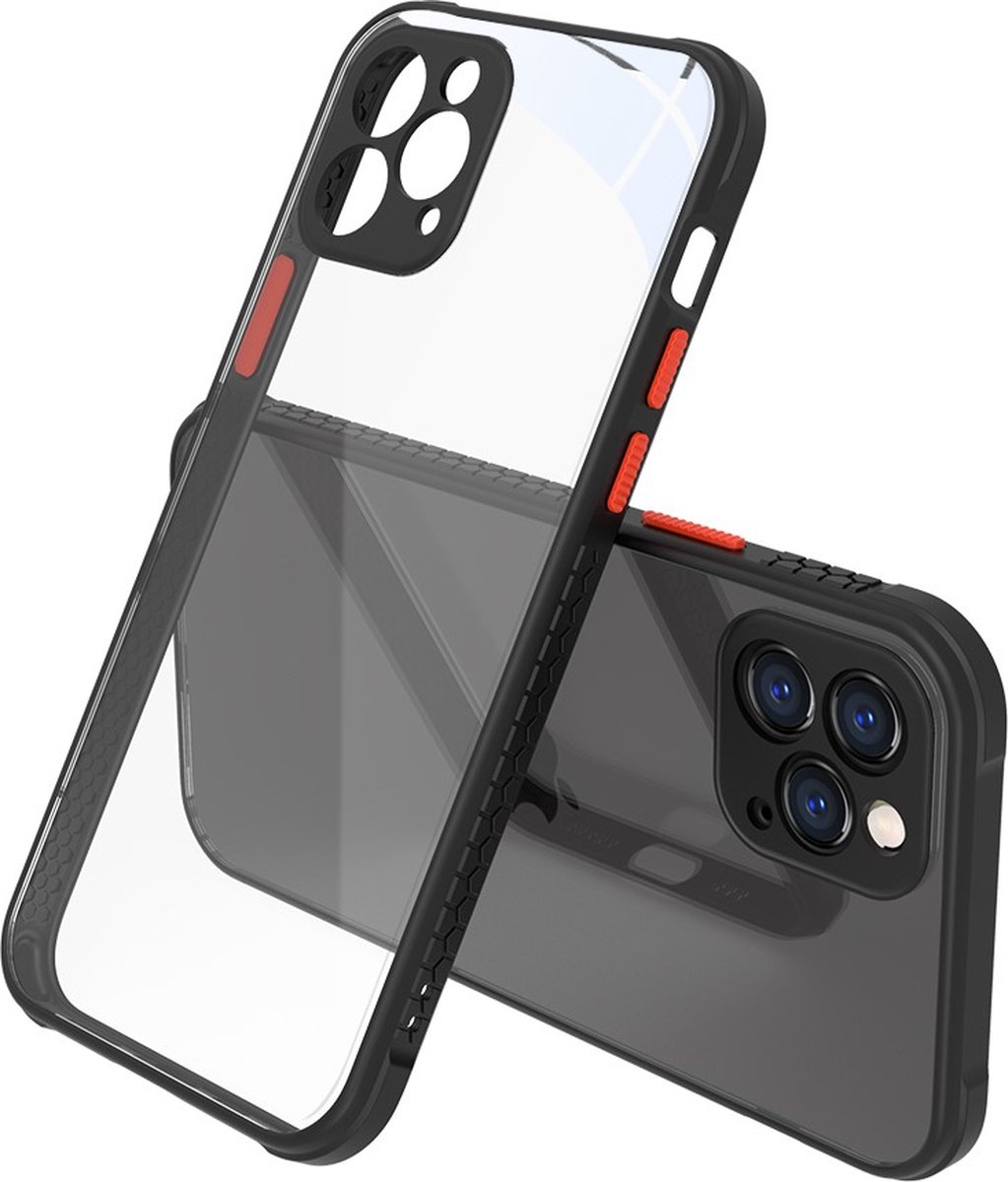 Peachy Clear kunststof hoesje voor iPhone 12 en iPhone 12 Pro - transparant met zwart