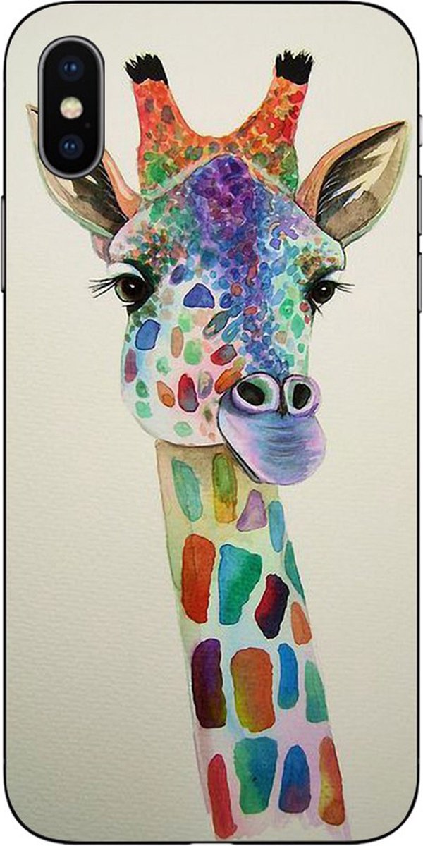 Peachy Giraffe Tekening TPU hoesje geschikt voor iPhone XS Max - Giraffe Case Art