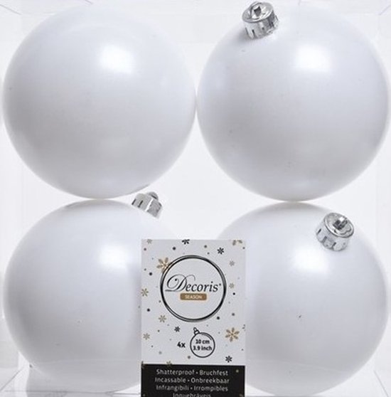 strijd verachten binair 4x Winter witte kunststof kerstballen 10 cm - Mat- Onbreekbare plastic  kerstballen -... | bol.com