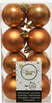 16x stuks kunststof kerstballen cognac bruin (amber) 4 cm - Mat/glans - Onbreekbare plastic kerstballen