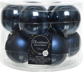 10x Boules de Noël en verre bleu foncé 6 cm - brillant et mat - brillant / brillant - décoration Décorations pour sapins de Noël bleu foncé