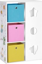 Kinderkamerplank, boekenplank, speelplank, speelgoedopslag, multifunctionele opbergdozen, plank, voor kinderkamers, speelkamers, wit, blauw, roze en geel GKR330W01