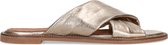 Manfield - Dames - Goudkleurige leren slippers met gekruisde banden - Maat 40