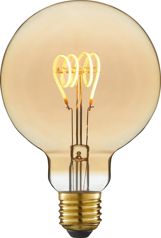 LEXMAN - Lampe LED décorative - Filaments spirales - Globe Ambre - Ø95mm -  E27 - 400Lm... | bol.com