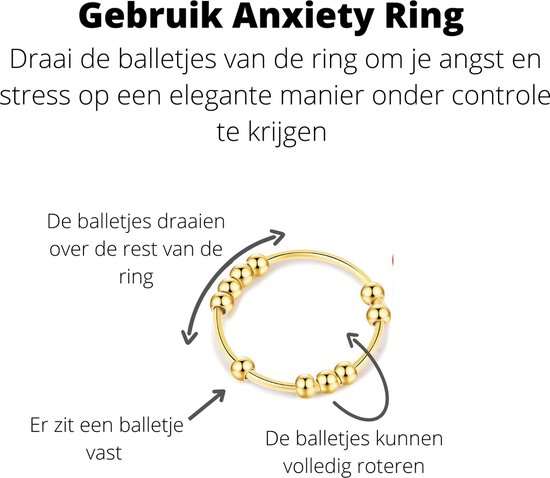Anxiety Ring - Stress Ring - Fidget Ring - Anxiety Ring For Finger - Draaibare Ring Dames - Angst Ring - Spinner Ring - (RVS) Gold-Plated - (17.50 mm / maat 55) - Despora