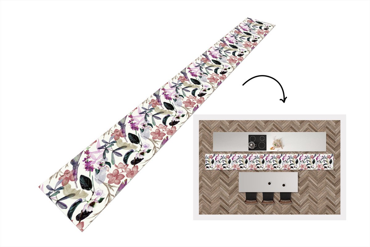 KitchenYeah Keukenloper - Keukenmat - Jungle - Bloemen - Vintage - Patronen - 480x60 cm - Keuken vloerkleed Multicolor