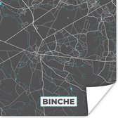 Poster Plattegrond – Binche – Blauw – Stadskaart - Kaart - 75x75 cm
