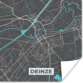 Poster België – Deinze – Stadskaart – Kaart – Blauw – Plattegrond - 100x100 cm XXL