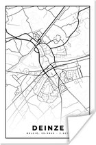 Poster City Map - Zwart Wit - Carte - Deinze - België - Carte - 20x30 cm