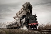 Fotobehang Vintage Locomotief In Beweging - Vliesbehang - 405 x 270 cm