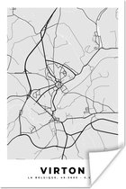 Poster Stadskaart – Plattegrond – België – Zwart Wit – Virton – Kaart - 60x90 cm