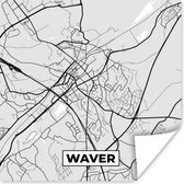 Poster Kaart – Plattegrond – Stadskaart – Waver – België – Zwart Wit - 30x30 cm