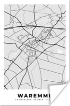 Poster Stadskaart – Zwart Wit - Kaart – Waremme – België – Plattegrond - 80x120 cm