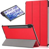 Samsung Tab S8 Plus hoes Book Case Smart Cover Rood - Samsung Galaxy Tab S8 Plus hoes - Samsung Tab S7 FE hoes bookcase - Tab S7 plus hoes Trifold hoes -Tablet Hoes 12.4 Inch