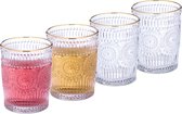 Lot de 4 verres à boire Relaxdays - verres à jus - 300 ml - bord doré - bohème - transparent