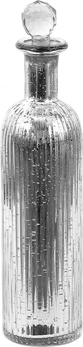 Decoratie Fles Ø 7x31 cm Zilverkleurig Glas