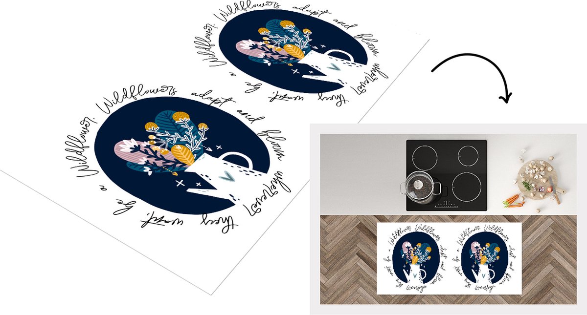 KitchenYeah Keukenloper - Loper keuken - Wildflowers adapt and bloom wherever they want, be a Wildflower - Quotes - Spreuken - Keukenloper vinyl multicolor, foto 2